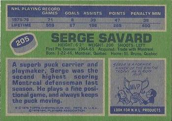 1976-77 Topps #205 Serge Savard Back