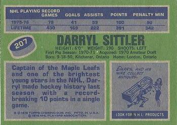 1976-77 Topps #207 Darryl Sittler Back