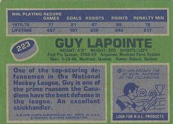 1976-77 Topps #223 Guy Lapointe Back