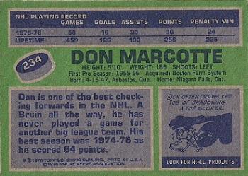1976-77 Topps #234 Don Marcotte Back