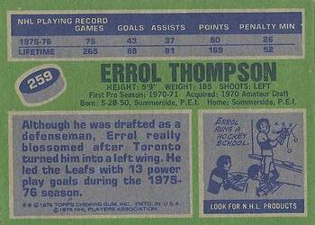 1976-77 Topps #259 Errol Thompson Back