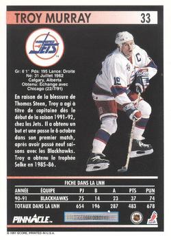 1991-92 Pinnacle French #33 Troy Murray Back