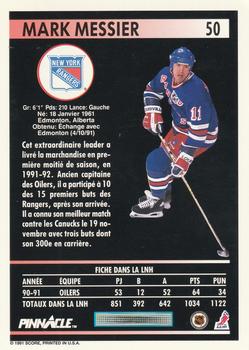 1991-92 Pinnacle French #50 Mark Messier Back