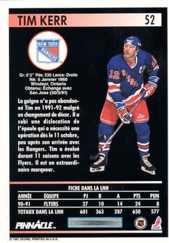 1991-92 Pinnacle French #52 Tim Kerr Back