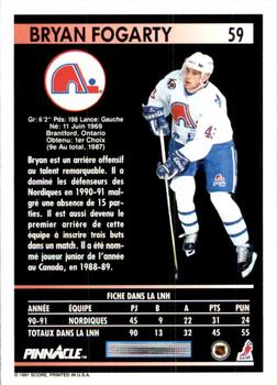 1991-92 Pinnacle French #59 Bryan Fogarty Back