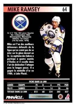 1991-92 Pinnacle French #64 Mike Ramsey Back