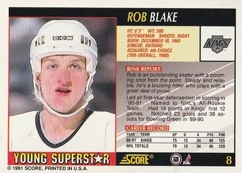 1991-92 Score Young Superstars #8 Rob Blake Back