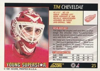1991-92 Score Young Superstars #25 Tim Cheveldae Back