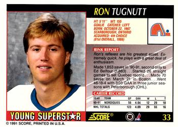 1991-92 Score Young Superstars #33 Ron Tugnutt Back