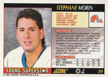 1991-92 Score Young Superstars #39 Stephane Morin Back