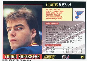 1991-92 Score Young Superstars #19 Curtis Joseph Back