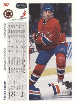 1991-92 Upper Deck French #282 Shayne Corson Back