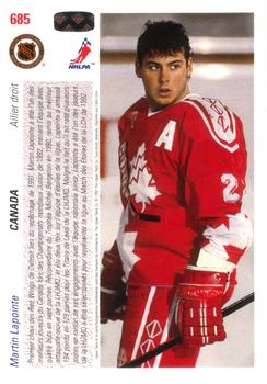 1991-92 Upper Deck French #685 Martin Lapointe Back