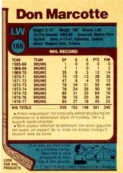 1977-78 O-Pee-Chee #165 Don Marcotte Back