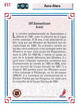 1991-92 Upper Deck French - Euro-Stars #E17 Ulf Samuelsson Back