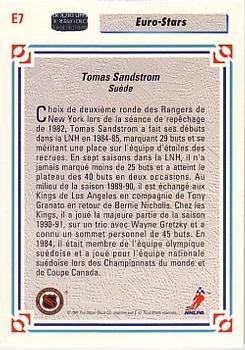 1991-92 Upper Deck French - Euro-Stars #E7 Tomas Sandstrom Back
