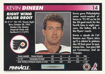 1992-93 Pinnacle Canadian #14 Kevin Dineen Back