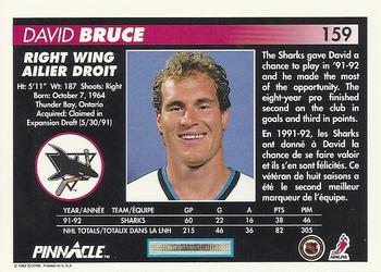 1992-93 Pinnacle Canadian #159 David Bruce Back