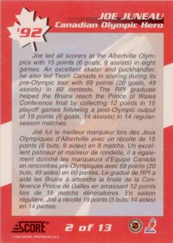 1992-93 Score Canadian - Canadian Olympic Heroes #2 Joe Juneau Back