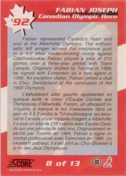 1992-93 Score Canadian - Canadian Olympic Heroes #8 Fabian Joseph Back