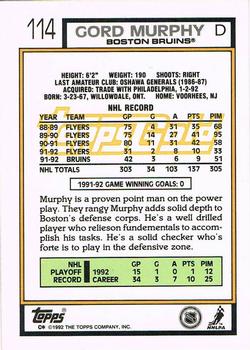 1992-93 Topps - Gold #114 Gord Murphy Back