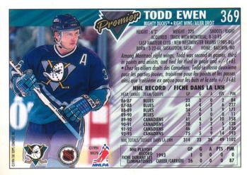 1993-94 O-Pee-Chee Premier - Gold #369 Todd Ewen Back