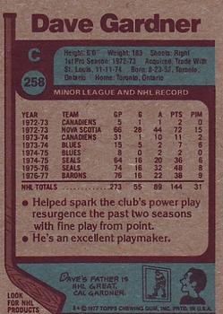 1977-78 Topps #258 Dave Gardner Back
