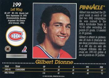 1993-94 Pinnacle Canadian #199 Gilbert Dionne Back