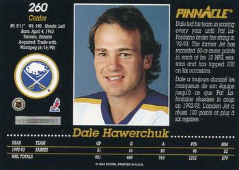 1993-94 Pinnacle Canadian #260 Dale Hawerchuk Back
