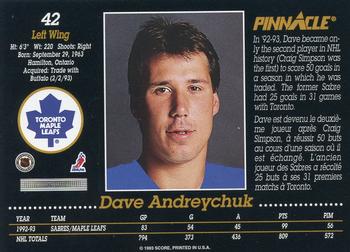 1993-94 Pinnacle Canadian #42 Dave Andreychuk Back