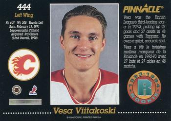 1993-94 Pinnacle Canadian #444 Vesa Viitakoski Back
