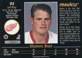 1993-94 Pinnacle Canadian #93 Shawn Burr Back