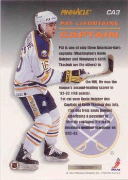 1993-94 Pinnacle Canadian - Captains #CA3 Pat LaFontaine Back