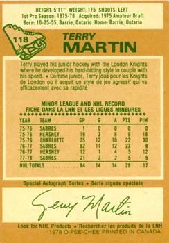 1978-79 O-Pee-Chee #118 Terry Martin Back