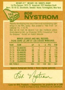 1978-79 O-Pee-Chee #153 Bob Nystrom Back