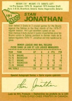 1978-79 O-Pee-Chee #181 Stan Jonathan Back