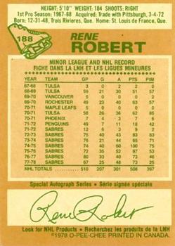1978-79 O-Pee-Chee #188 Rene Robert Back