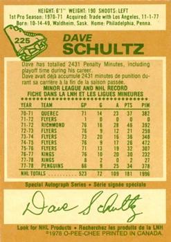 1978-79 O-Pee-Chee #225 Dave Schultz Back