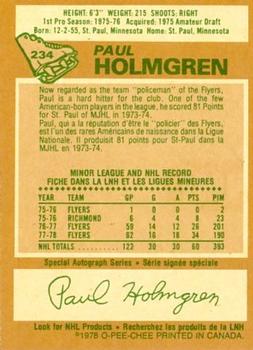 1978-79 O-Pee-Chee #234 Paul Holmgren Back