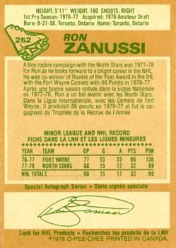 1978-79 O-Pee-Chee #252 Ron Zanussi Back