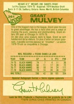 1978-79 O-Pee-Chee #261 Grant Mulvey Back