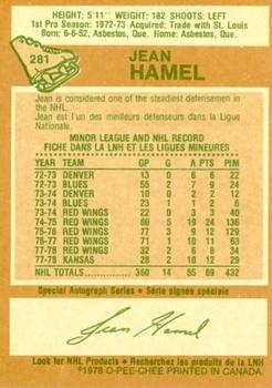 1978-79 O-Pee-Chee #281 Jean Hamel Back