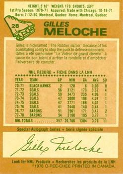 1978-79 O-Pee-Chee #28 Gilles Meloche Back