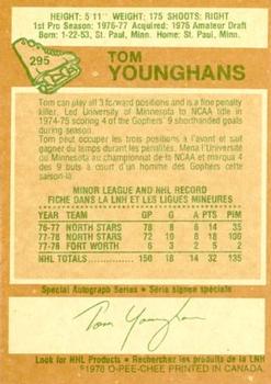 1978-79 O-Pee-Chee #295 Tom Younghans Back