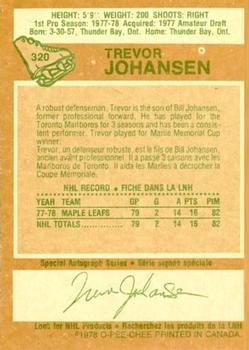 1978-79 O-Pee-Chee #320 Trevor Johansen Back
