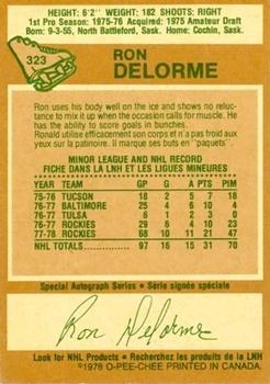 1978-79 O-Pee-Chee #323 Ron Delorme Back