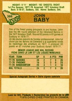1978-79 O-Pee-Chee #366 John Baby Back