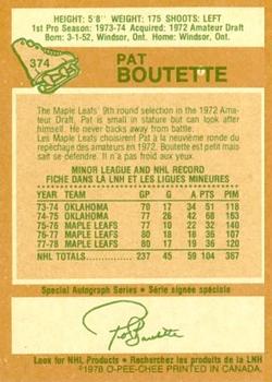 1978-79 O-Pee-Chee #374 Pat Boutette Back