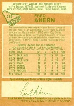 1978-79 O-Pee-Chee #386 Fred Ahern Back