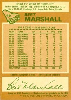 1978-79 O-Pee-Chee #49 Bert Marshall Back